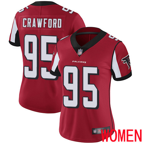 Atlanta Falcons Limited Red Women Jack Crawford Home Jersey NFL Football #95 Vapor Untouchable